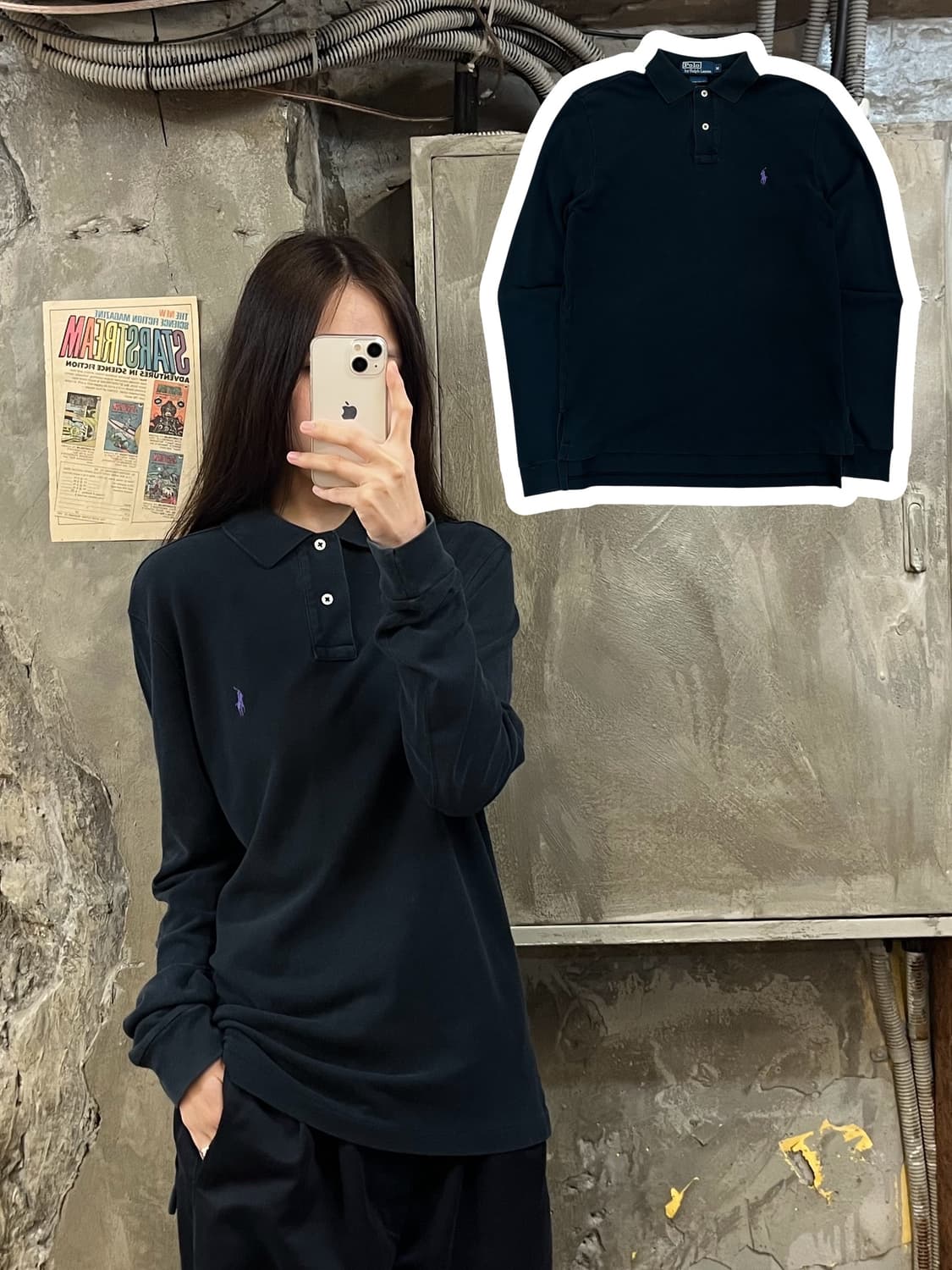 폴로 랄프로렌 긴팔 카라티 블랙 M #csz456 상품이미지1