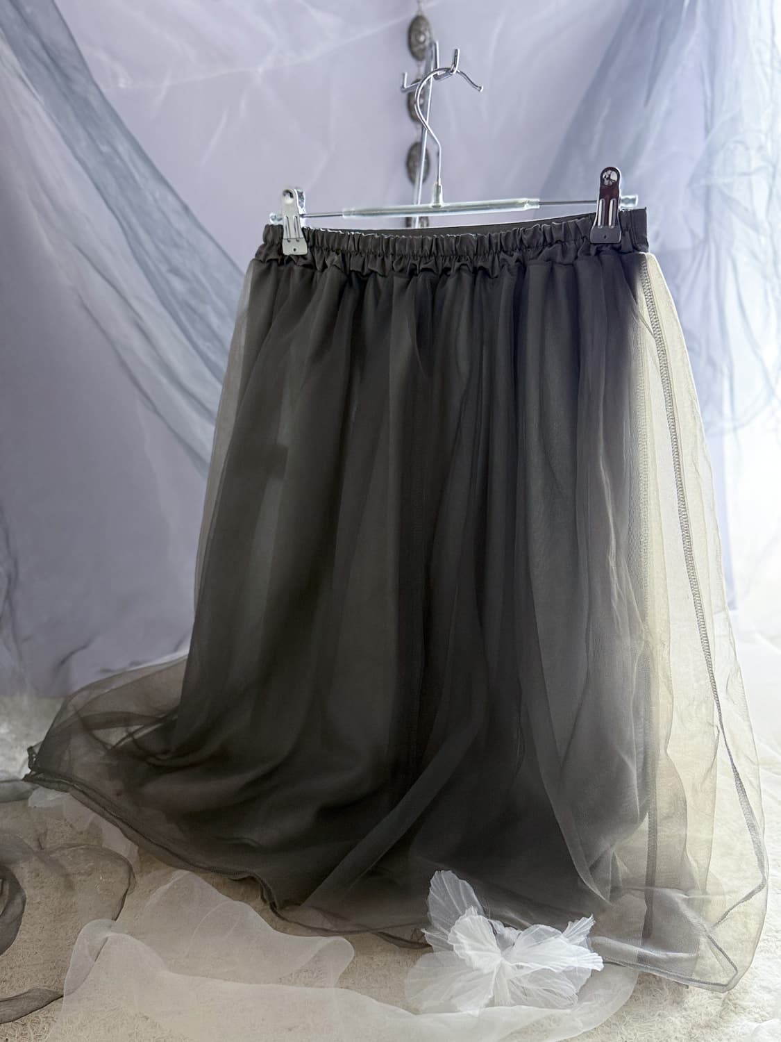 Charcoal Chiffon Shirred Skirt 0201 상품이미지5