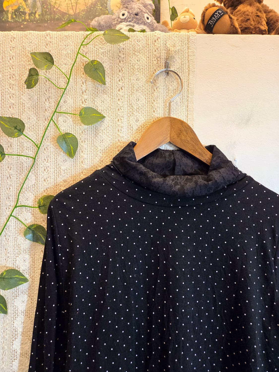 도트 레이스 목폴라 슬리브 상품이미지2