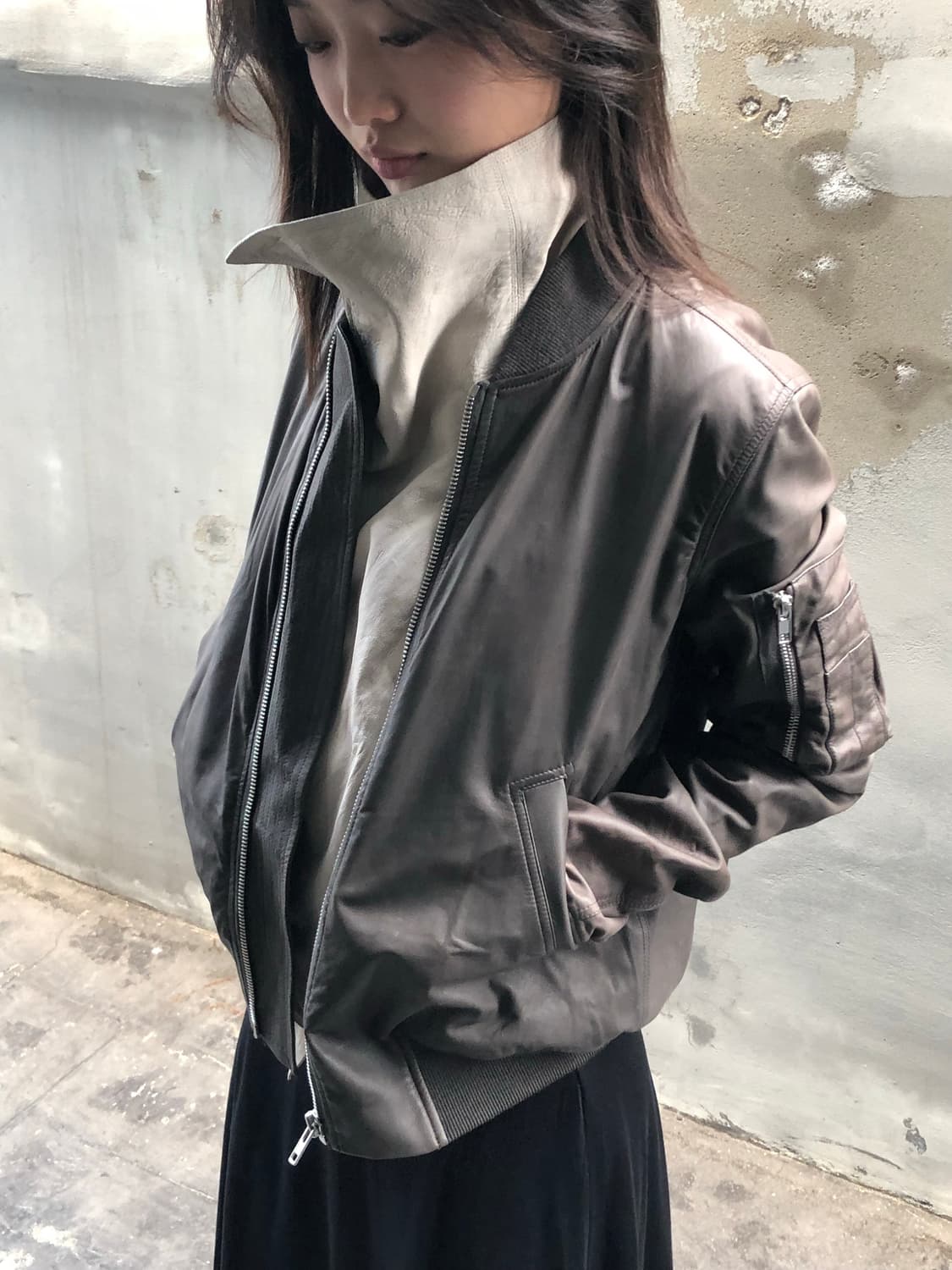 릭오웬스 07fw 램스킨 비대칭 하이넥 베스트 상품이미지1