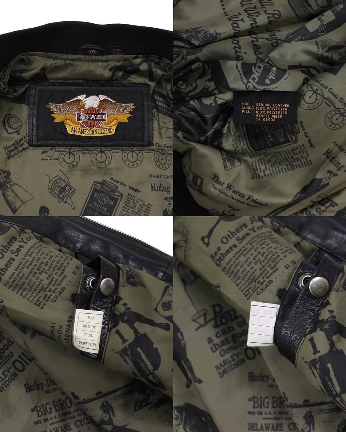 1990s 할리데이비슨 V-Twin Power 레더 자켓 빈티지 가죽 상품이미지5