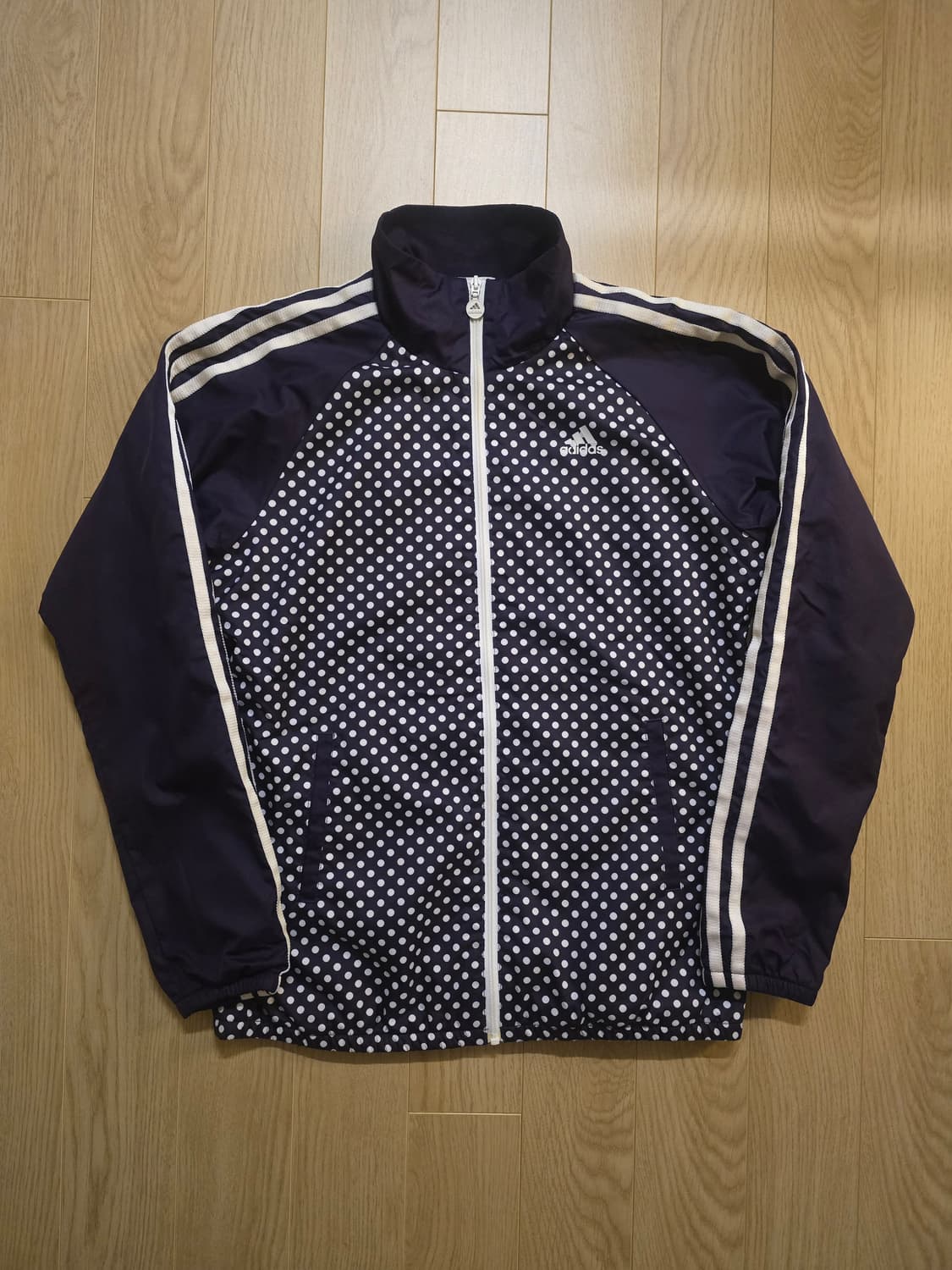 아디다스 도트 땡땡이 퍼플 바람막이 자켓 S 상품이미지1