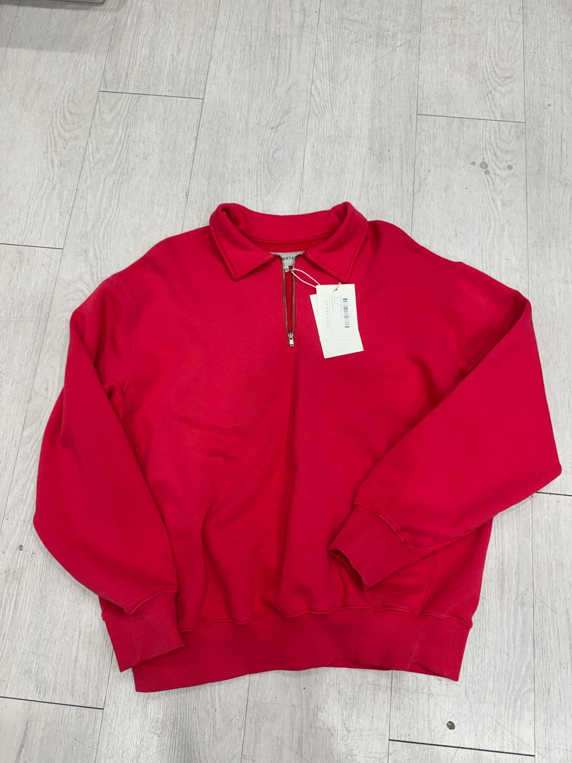 브라운야드 워시드 스웻 하프 집업 레드 4 사이즈 상품이미지2