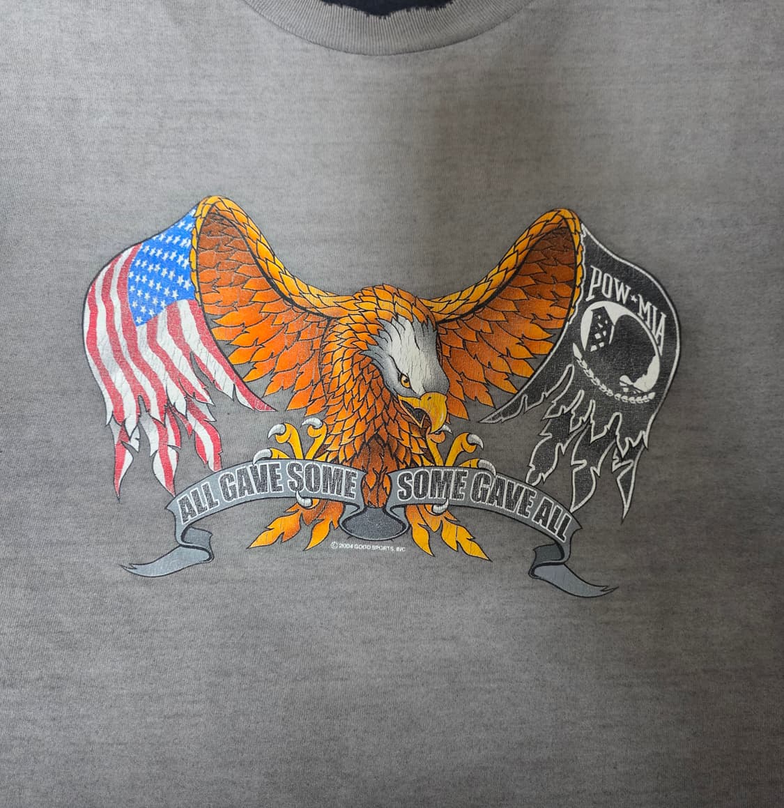 [OS] 00s 빈티지 이글 프린팅 반팔 티셔츠 트래쉬드 페이드 그레이 상품이미지3