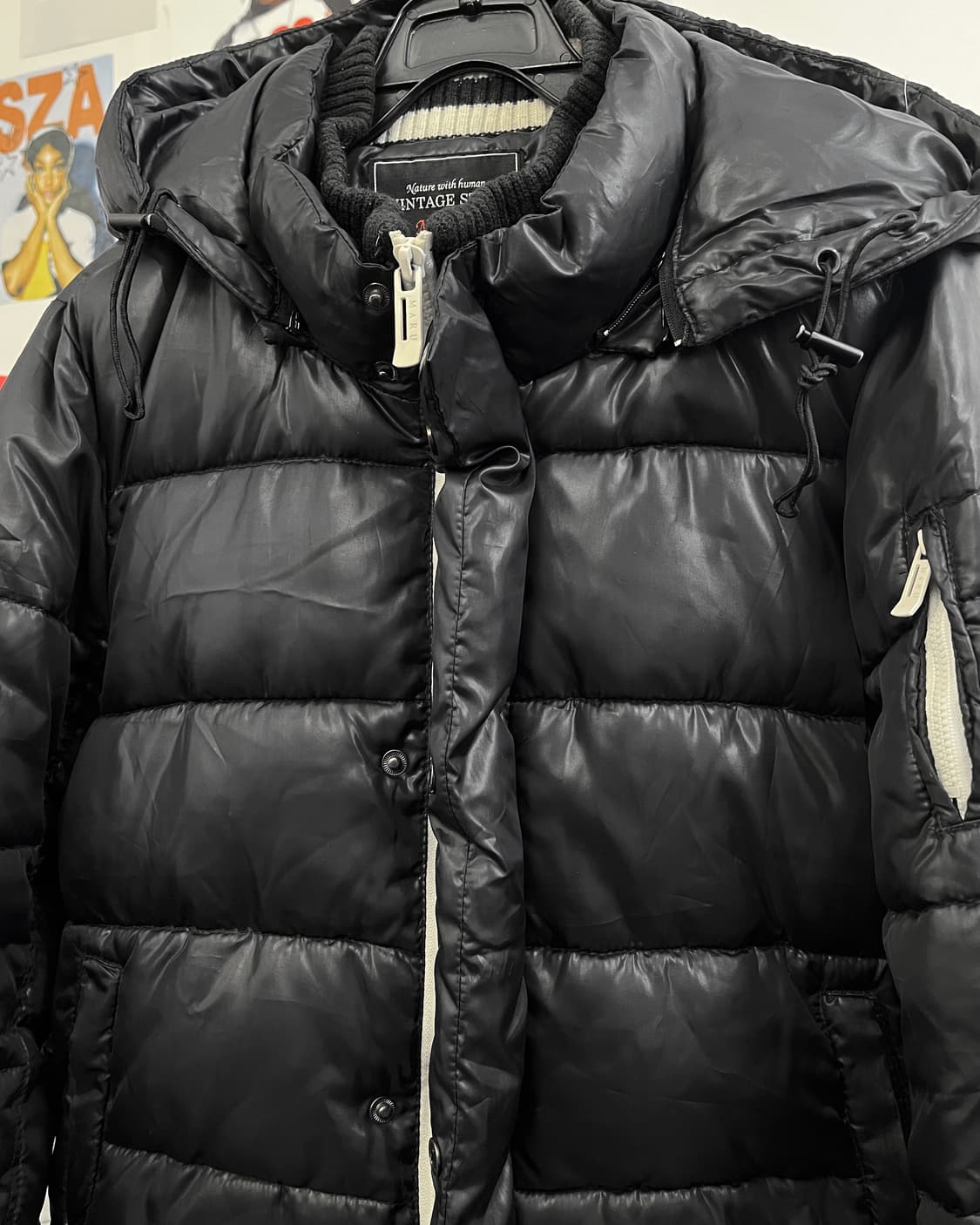 올드 빈티지 유광 패딩 점퍼 블랙 상품이미지6