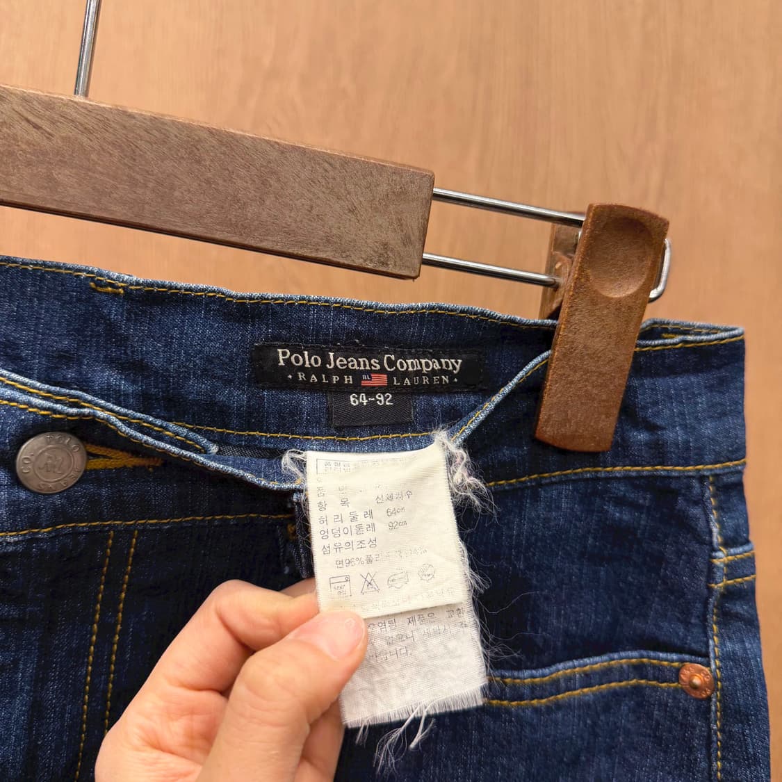 폴로 진스 컴퍼니 데님 미디 스커트 백 포켓 로고 자수 디테일 진청 상품이미지7