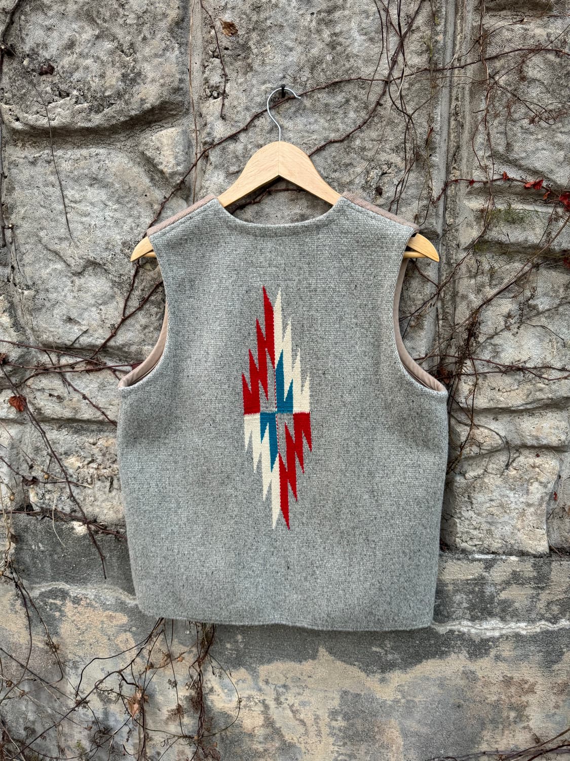 센티넬라 빈티지 핸드 우븐 울 투톤 오르테가 치마요 베스트 조끼 나바호 상품이미지2