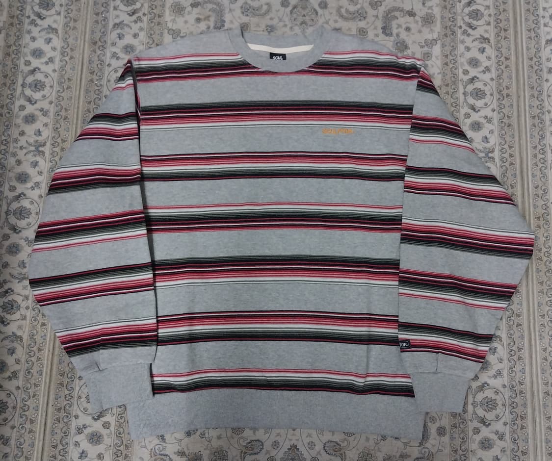 스컬프터 스트라이프 맨투맨 100-105 상품이미지1