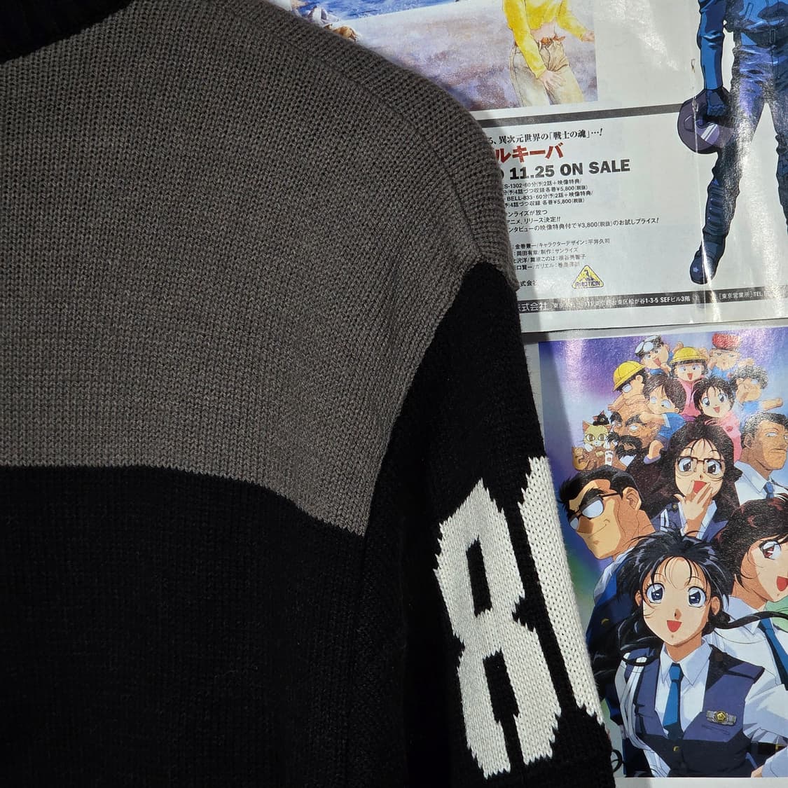 빈티지 펑크 해골 패턴 반집업 니트 상품이미지8