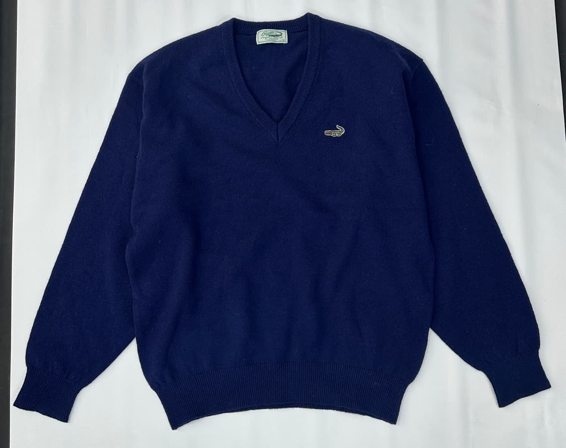 재팬 크로커다일 네이비 브이넥 핀터 니트 베이직 그런지 빈티지 루즈핏 상품이미지3