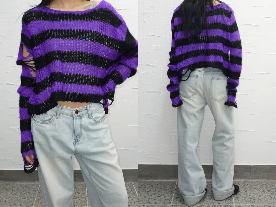 Distressed purple crop knit 상품이미지2