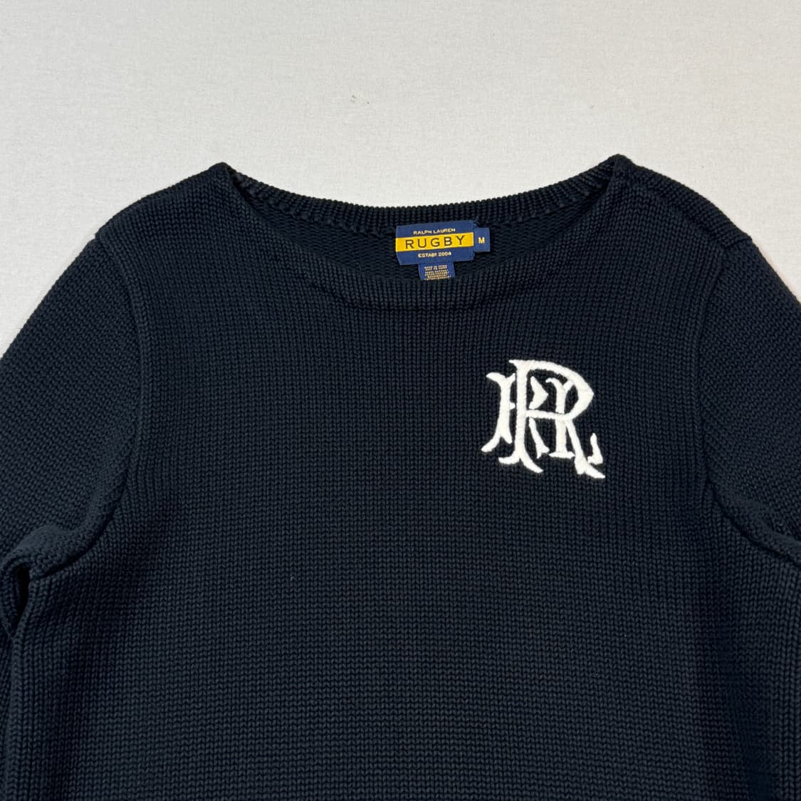 M) 랄프로렌 럭비 헤비코튼 니트 스웨터 블랙 상품이미지3