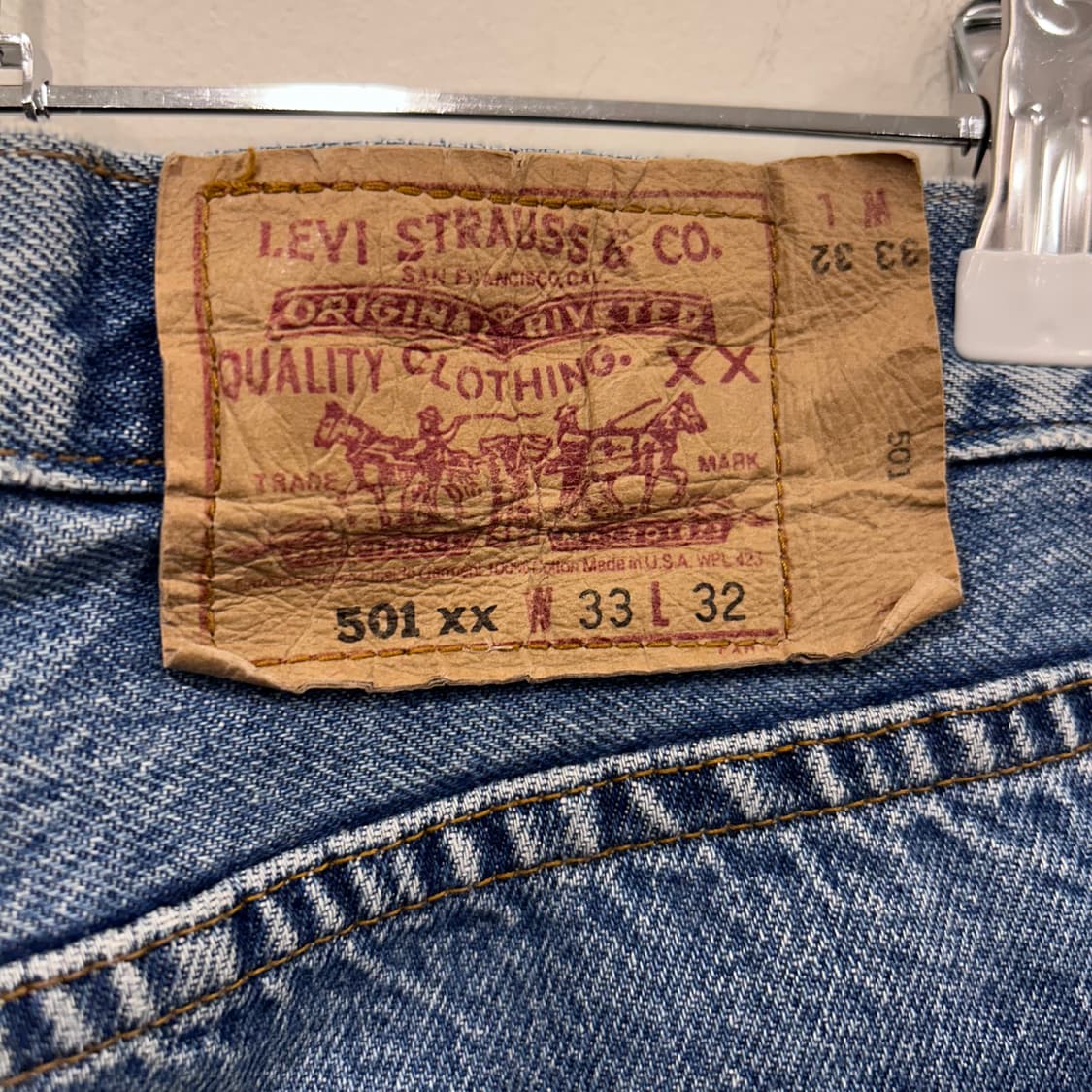 리바이스 501xx 레귤러핏 페이퍼택 커스텀 데님팬츠 상품이미지3