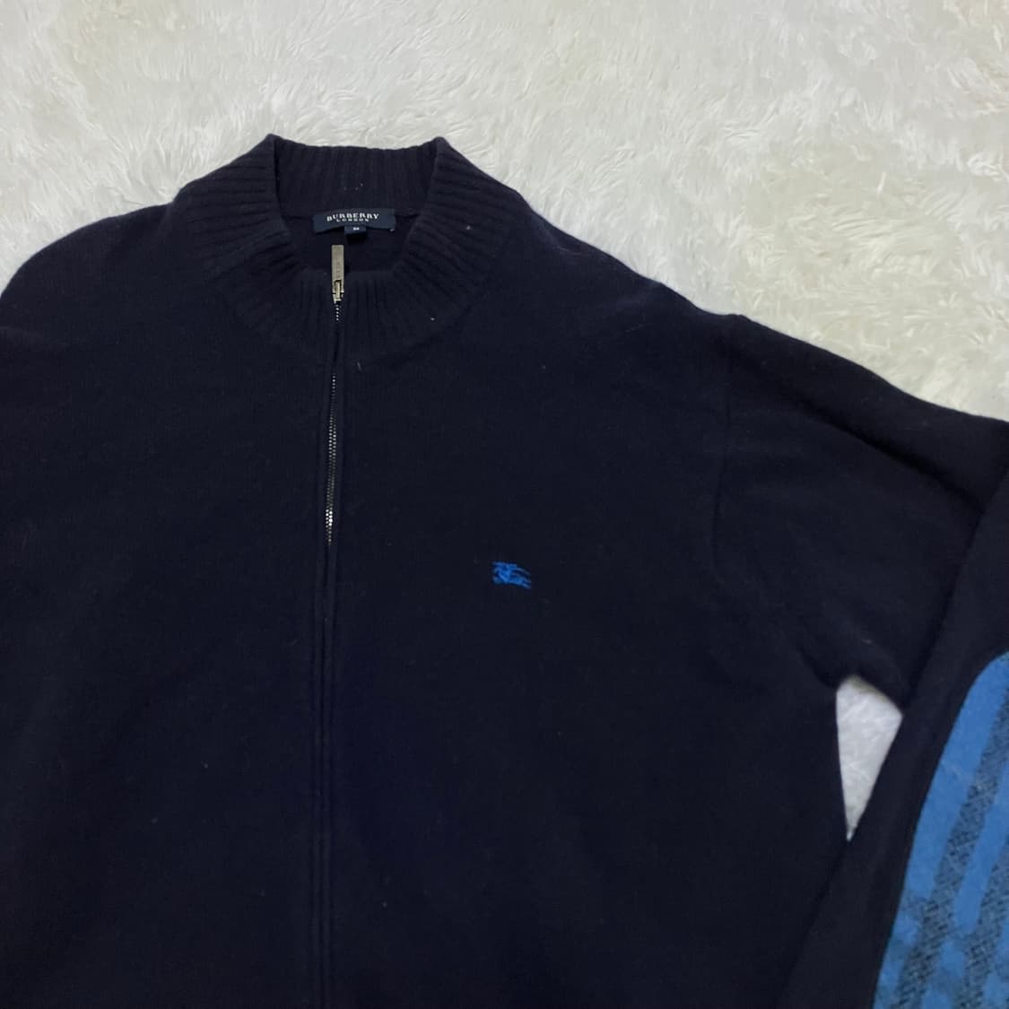 빈티지 버버리 암 패치 니트 지퍼 o-925 y2k 스트릿 모리 갸루 일 상품이미지5