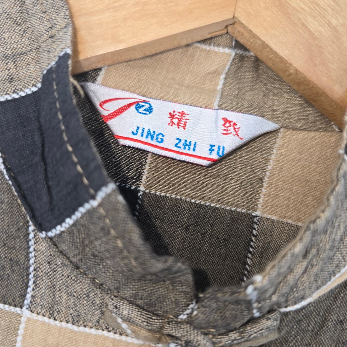 체크 차이나넥 린넨 블라우스 상품이미지2