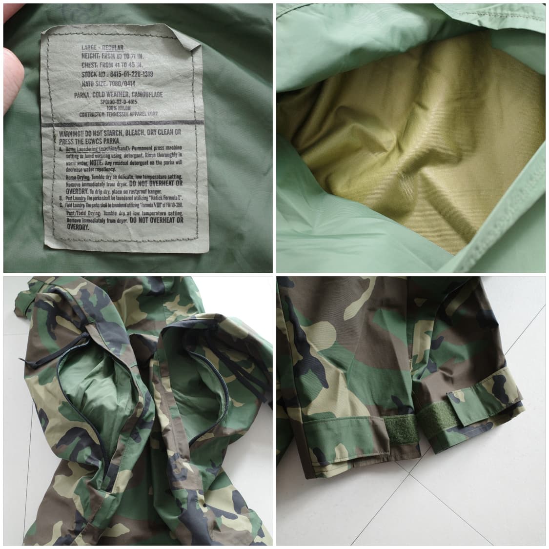 90s ECWCS 미군 오리지널 군납 고어텍스 파카 L-R 상품이미지4