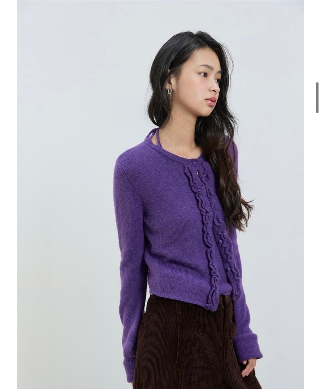 미치코런던 러플 울니트 가디건 퍼플 S 상품이미지2
