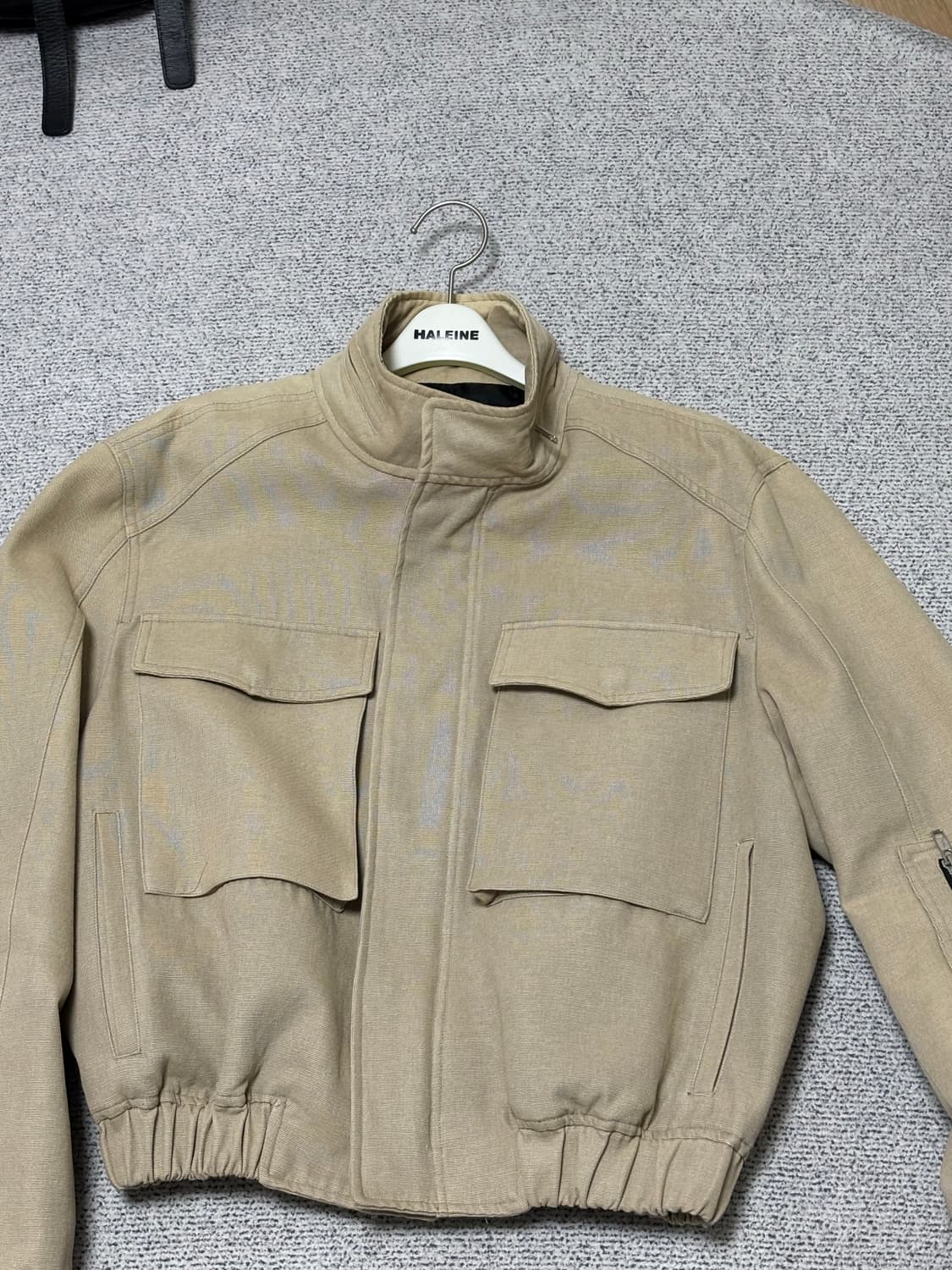 알렌느 크롭 밀리터리 코튼 블루종 베이지 상품이미지3