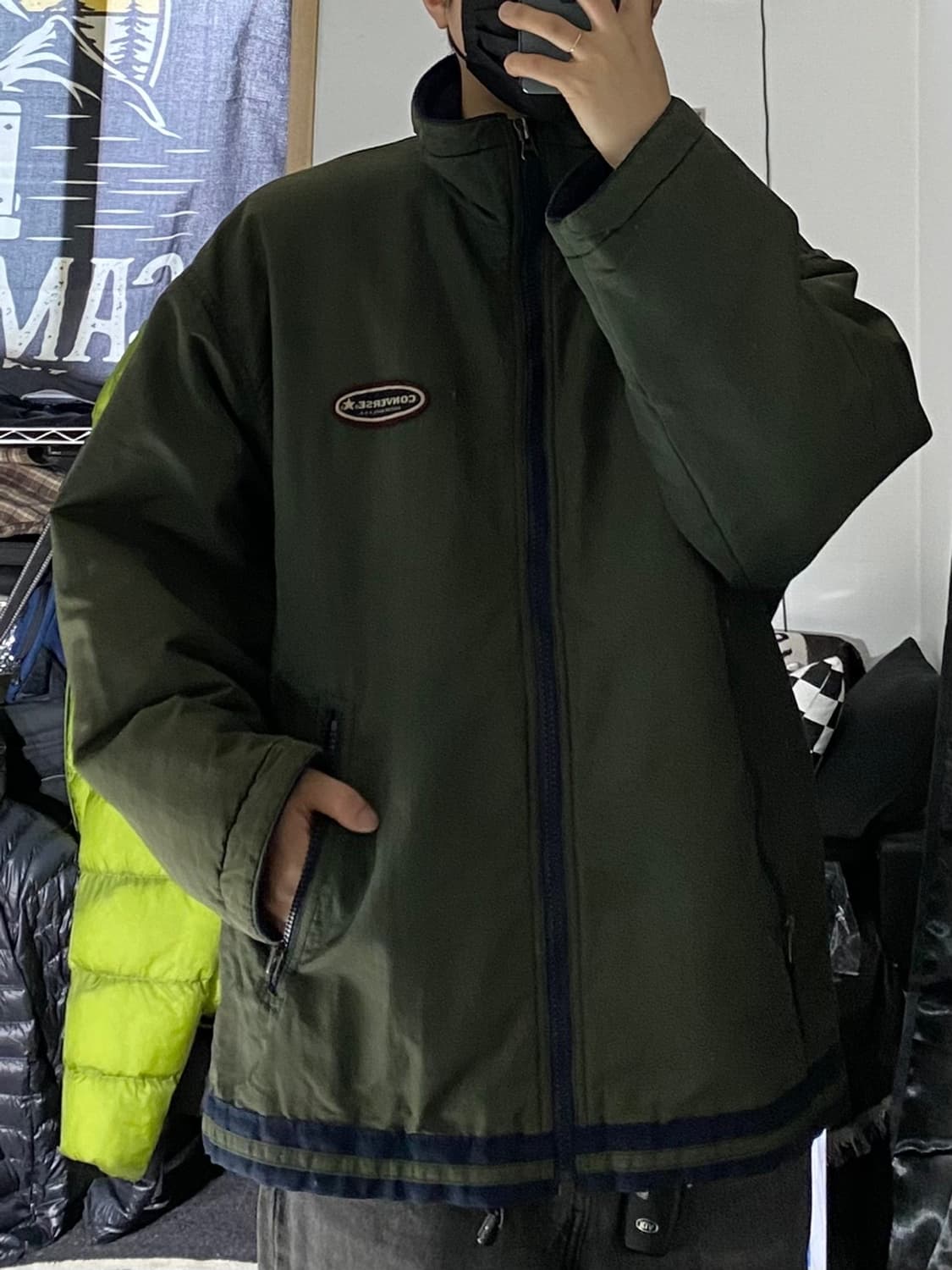 [L-XL] 90s Converse 컨버스 카키 나일론 집업 자켓 상품이미지8