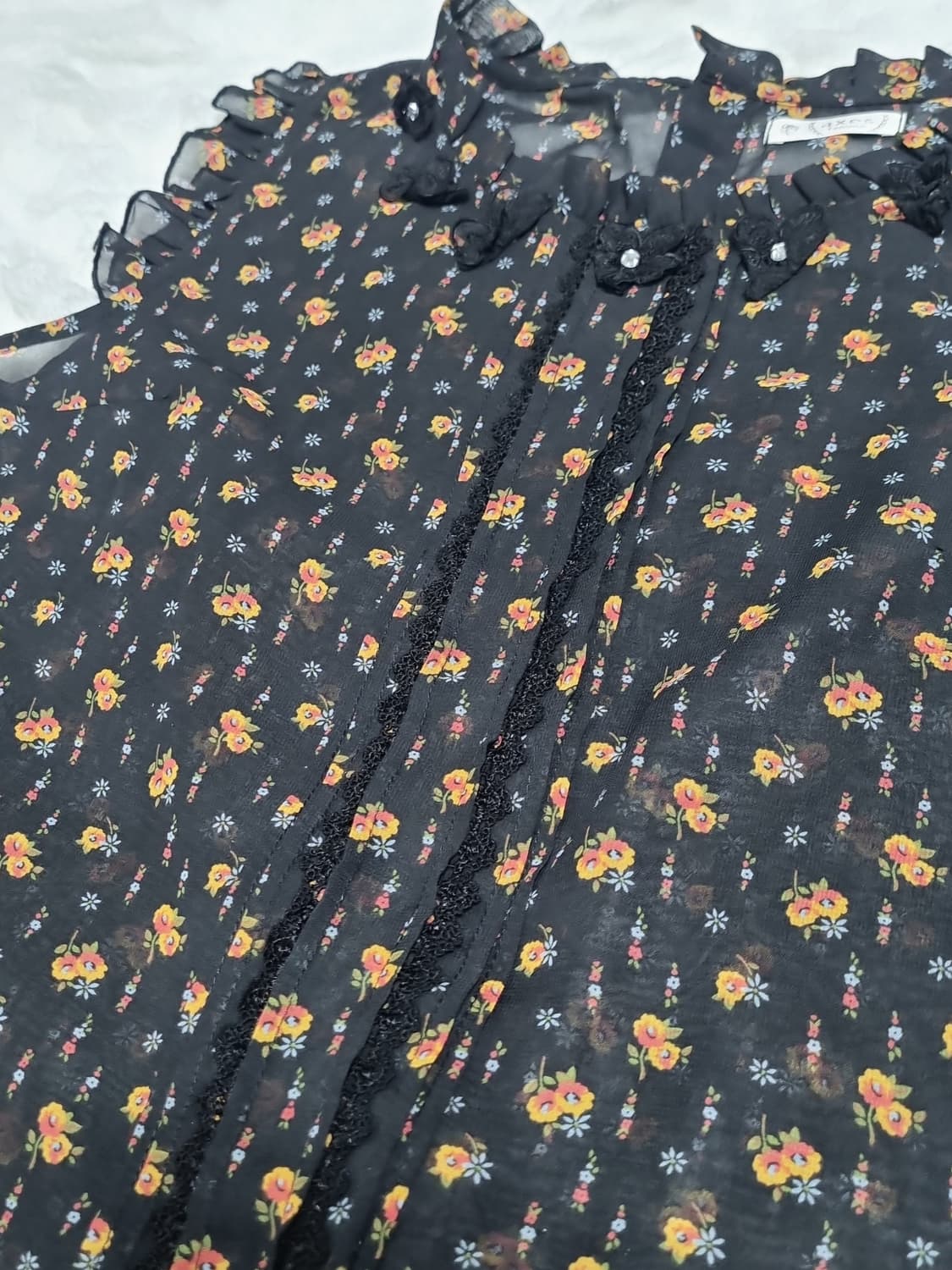 일본 빈티지 일브엑시즈팜 axes femme 플로럴 쉬폰 블라우스 상품이미지5