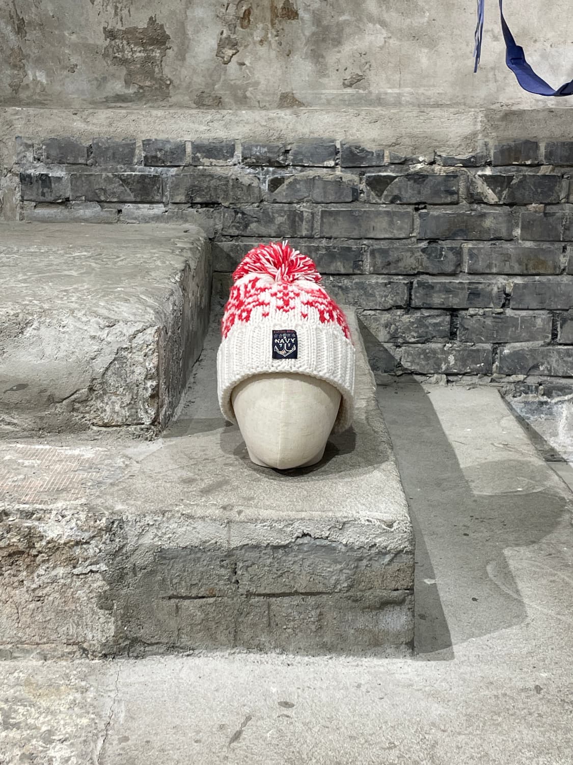 캐피탈 화이트 3G 스노우 패턴 울 니트 캡 상품이미지2