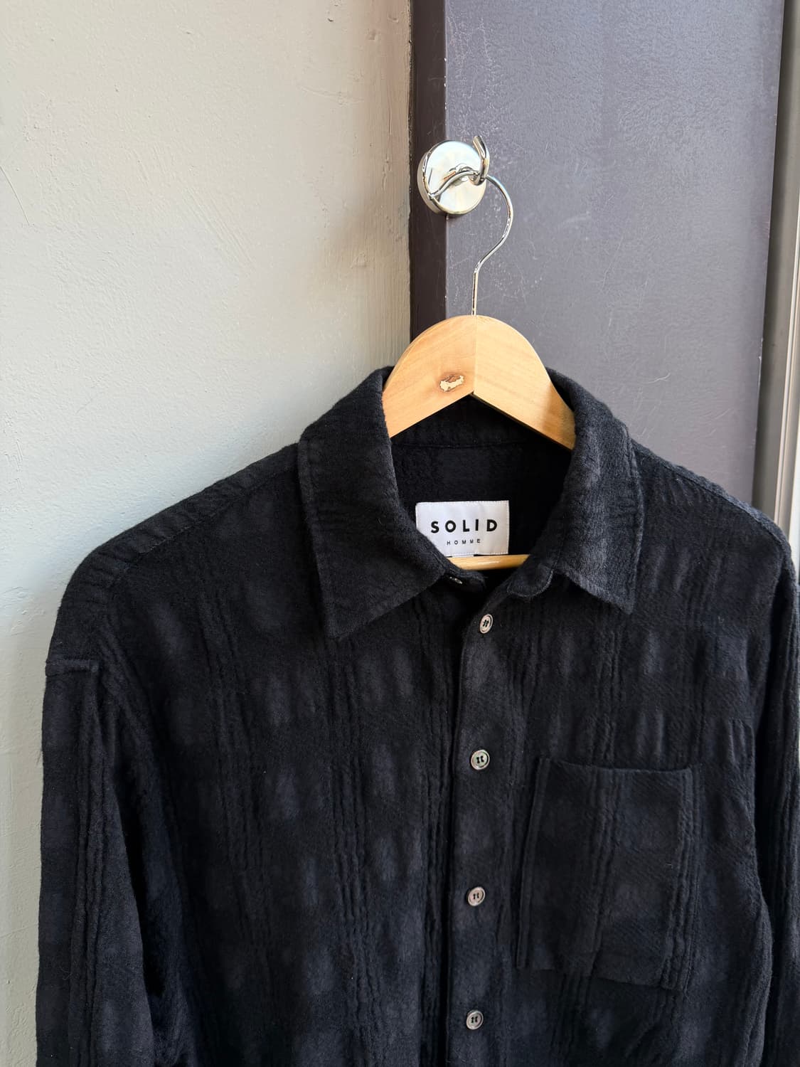 100~105/ 솔리드옴므 24–25FW 크링클 포켓 셔츠 상품이미지5