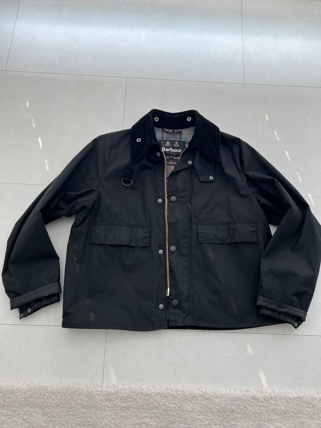 바버 스페이 Spey 왁스 자켓 블랙 상품이미지1