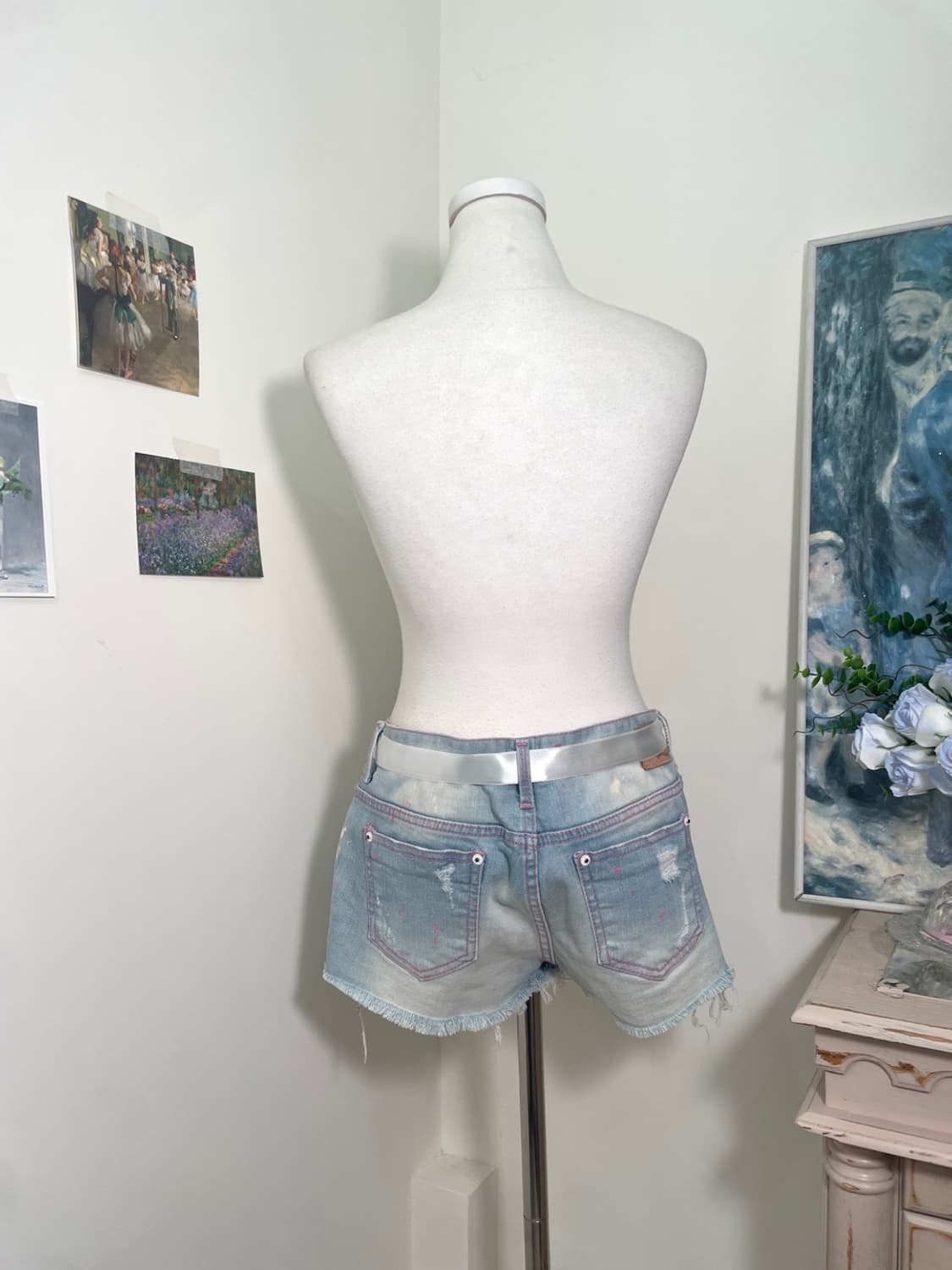 light denim pink check detail summer pan 상품이미지3