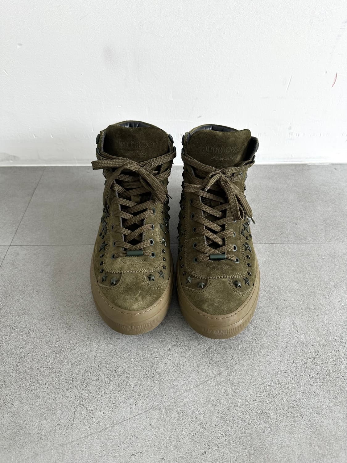 지미추 카키 스타 스터드 레더 하이탑 상품이미지2