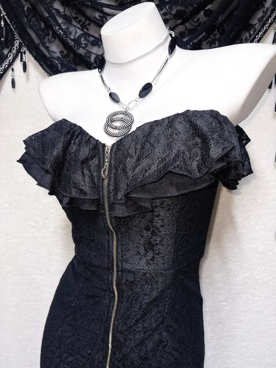 로맨틱고딕 오네갸루 프릴레이스 오프숄더 아게하 원피스 드레스 히메 섹시 상품이미지2