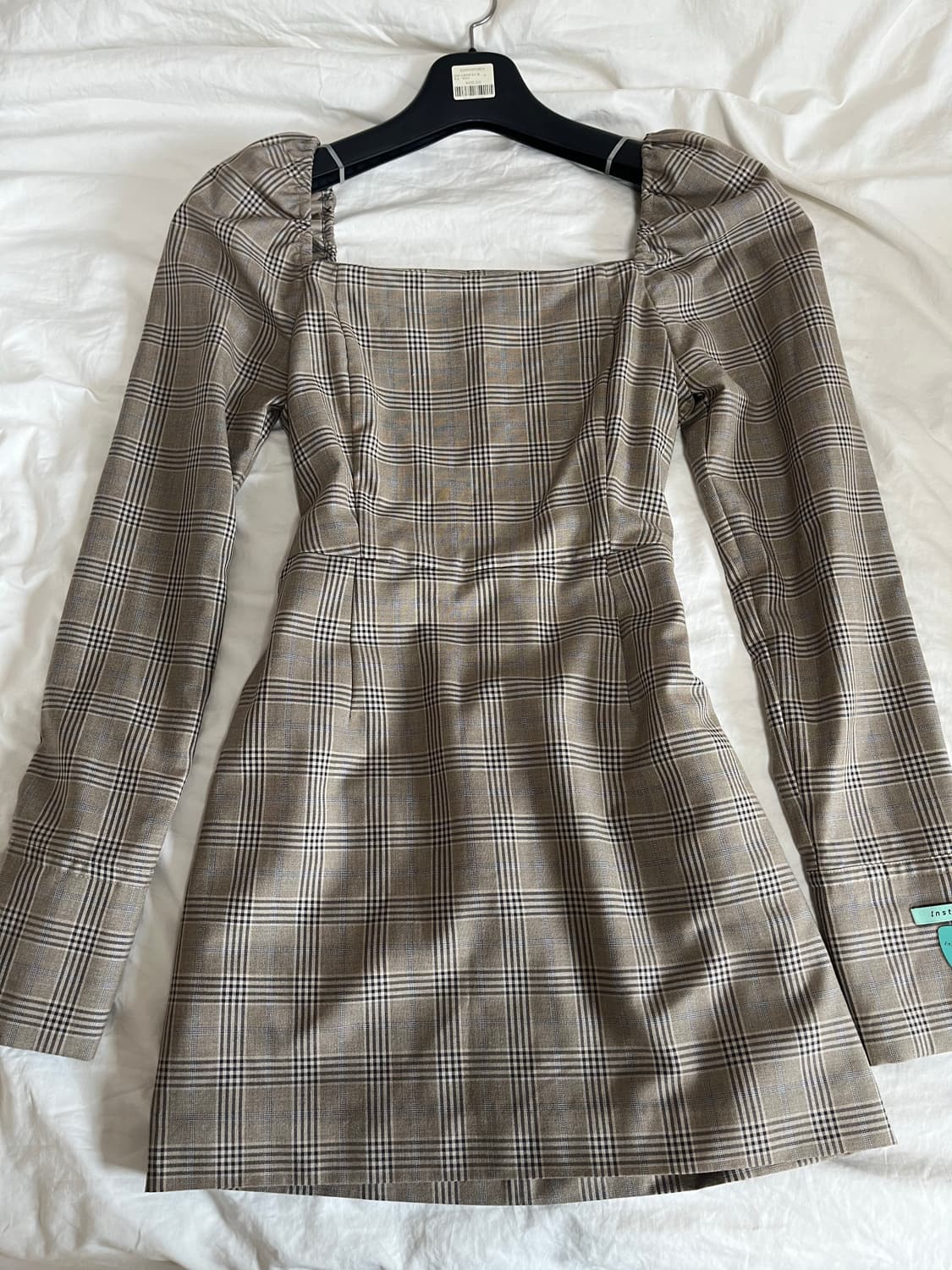 인스턴트펑크 스퀘어넥 체크 원피스 상품이미지2