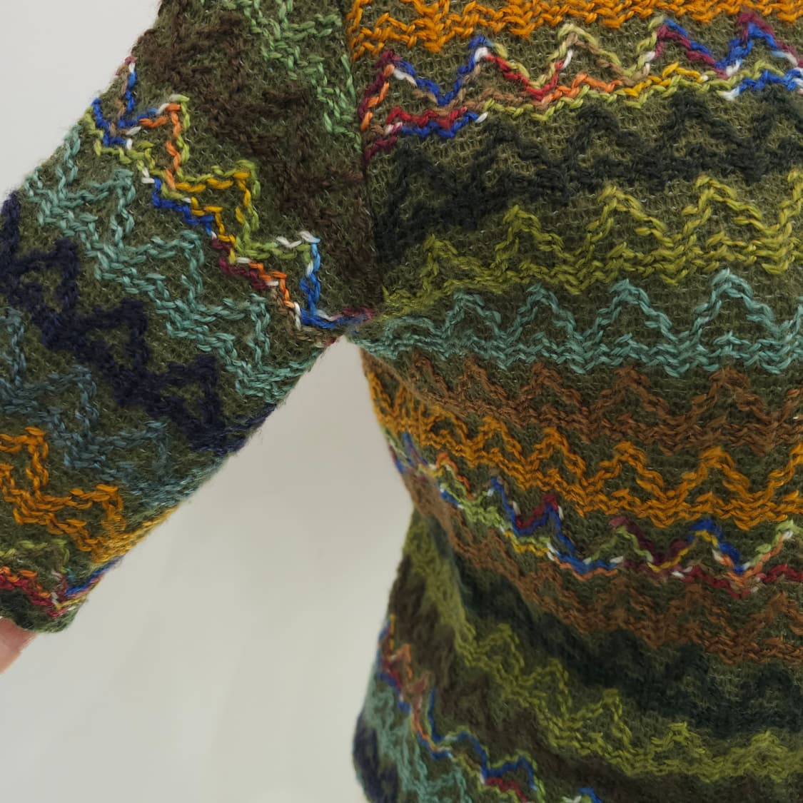 빈티지 컬러믹스 지그재그 반폴라 반팔니트 상품이미지5