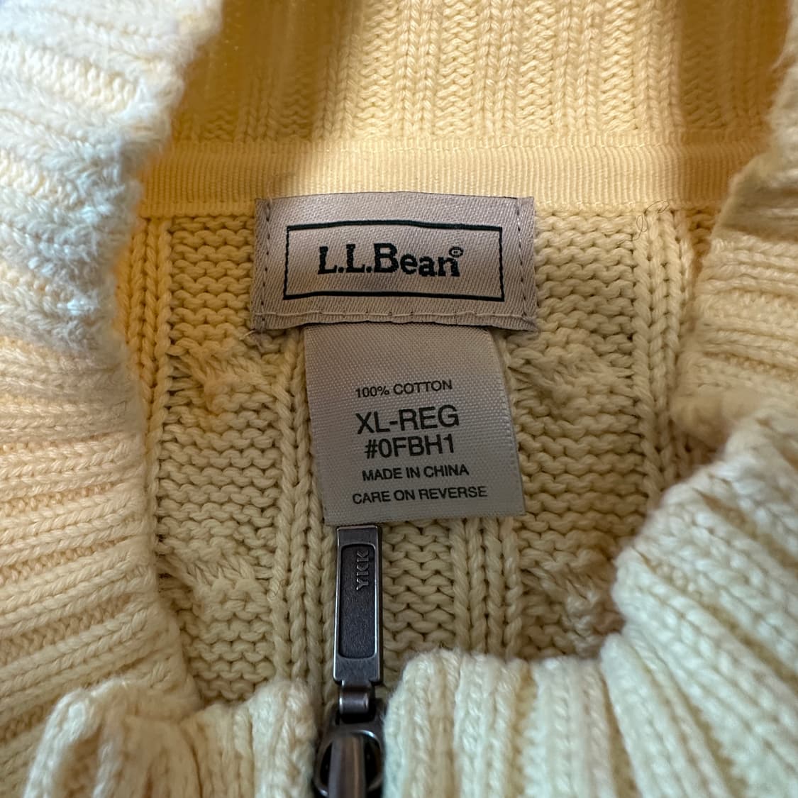 L. L. BEAN cotton knit zip jacket yellow 상품이미지3