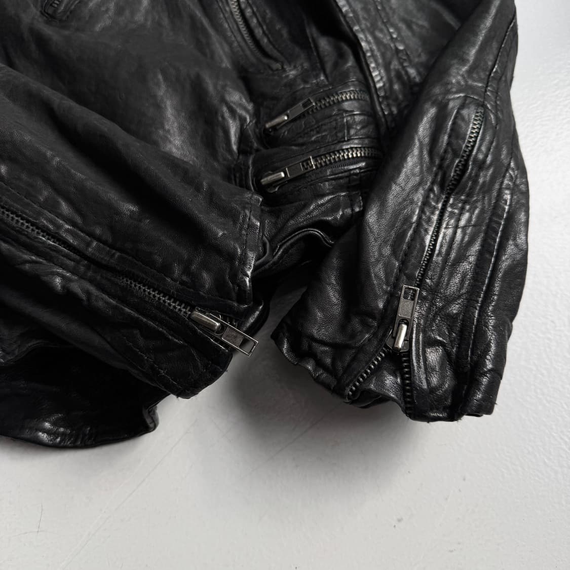 사선 라이더 리얼레더 릭오웬스맛 바이커 양가죽 자켓 상품이미지8