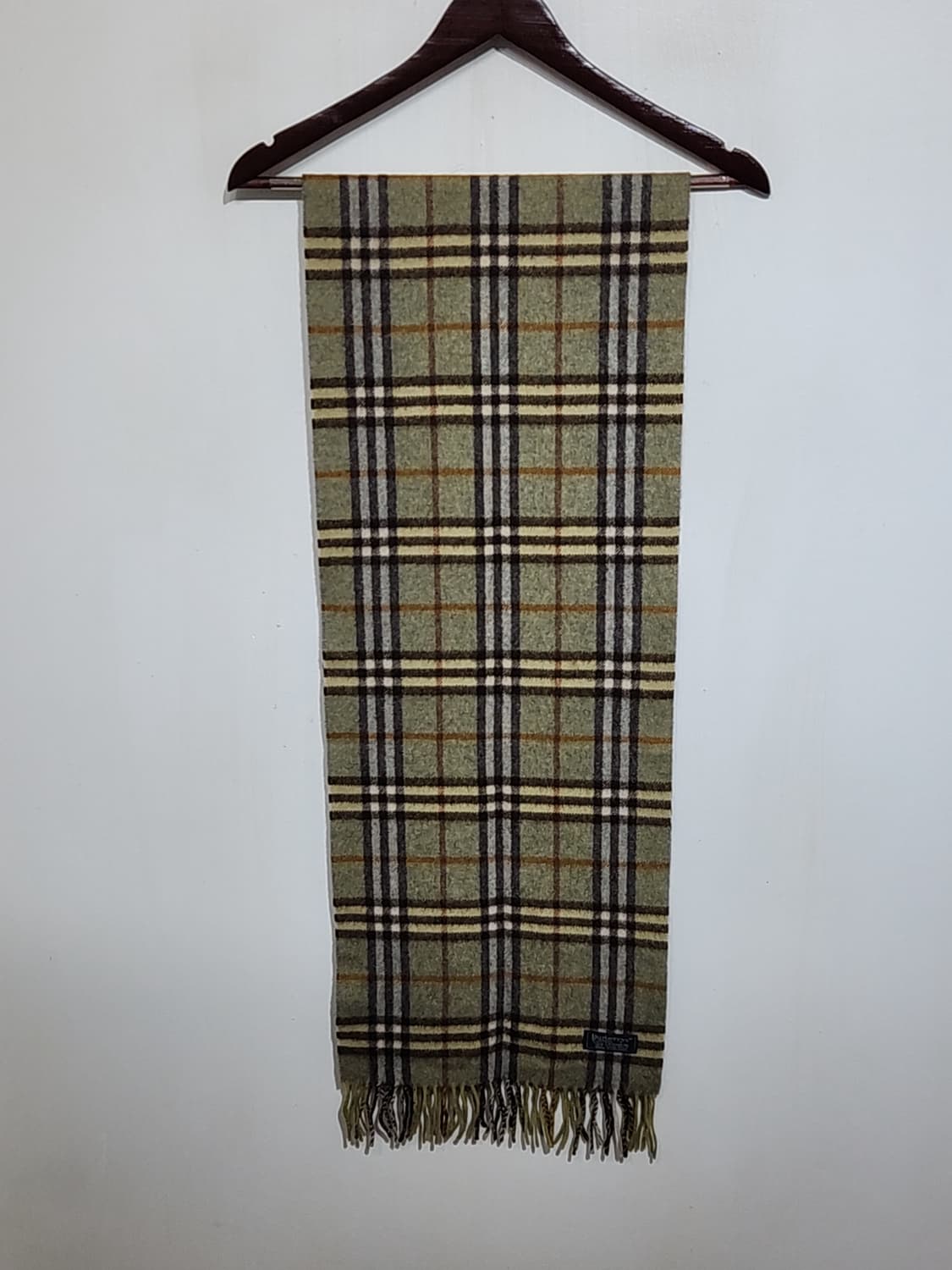 (정품) 버버리 캐시미어 머플러 체크 목도리 카키 영국판  상품이미지1