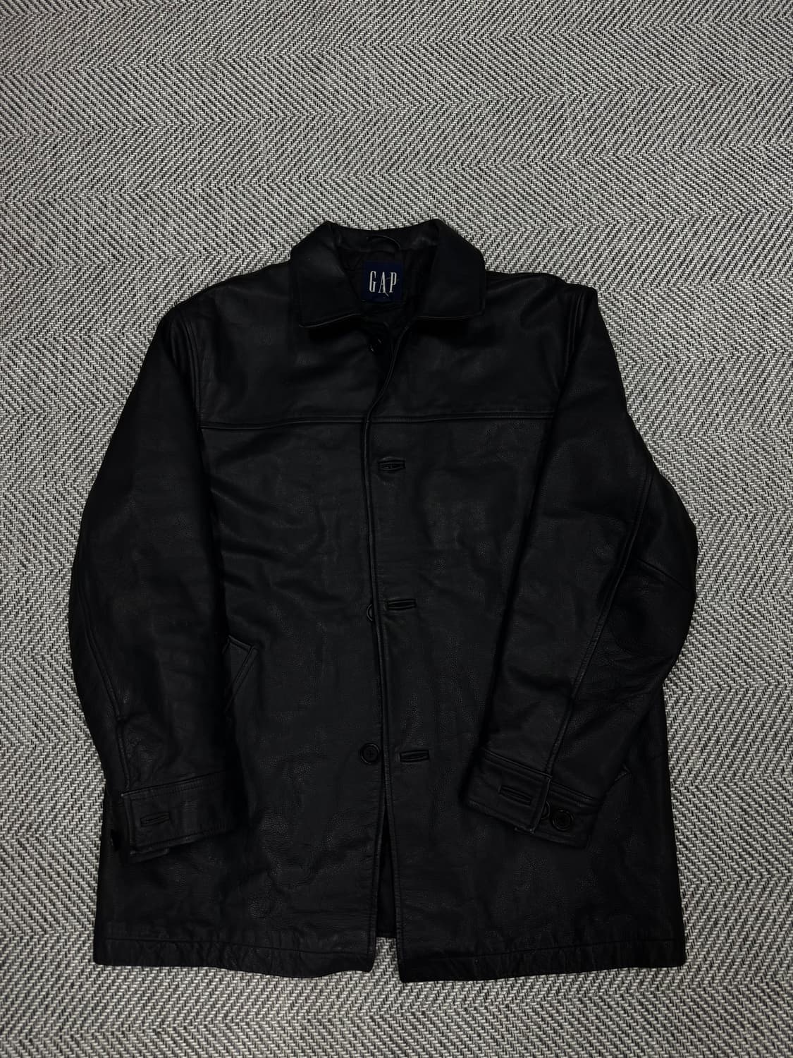 올드 갭 레더 빈티지 카 코트 블랙 M사이즈 상품이미지1