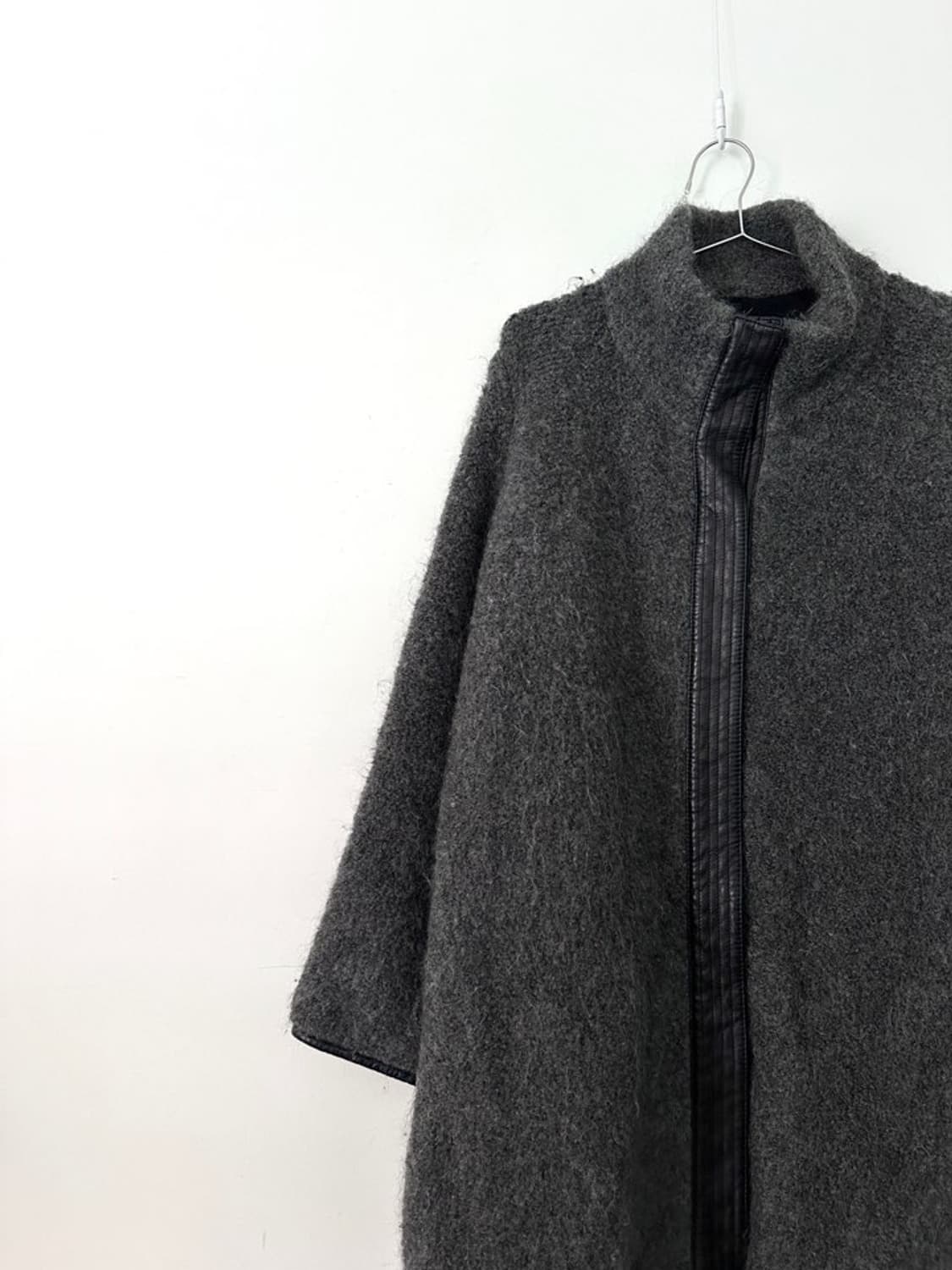 Boucle leather mix jacket / grey 상품이미지4