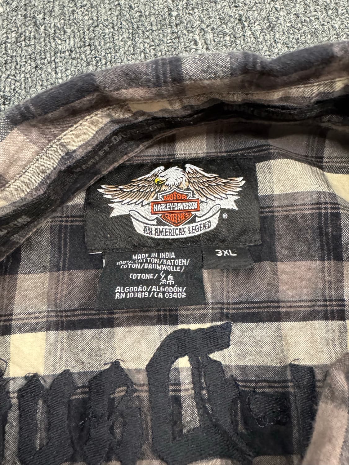 3XL)할리데이비슨 빈티지 자수 체크 긴팔셔츠 상품이미지5