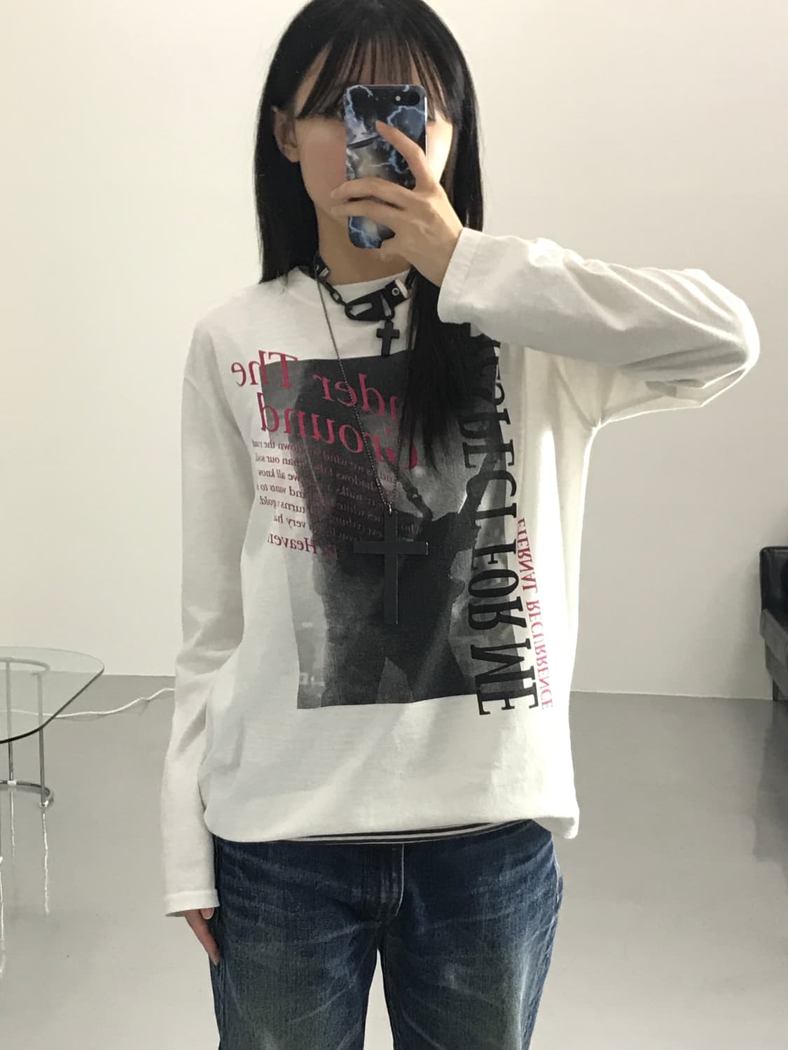 락헤븐 프린팅 화이트 롱슬리브 상품이미지1