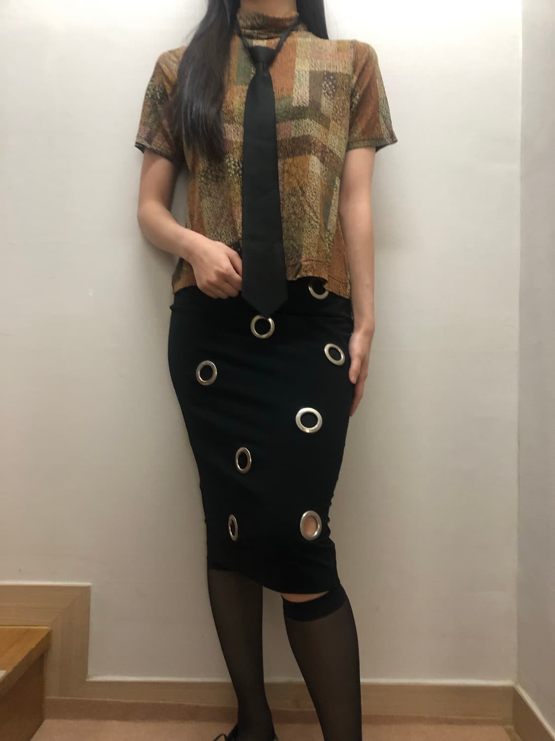 빈티지 블랙 펑크 아일렛 스커트 상품이미지7