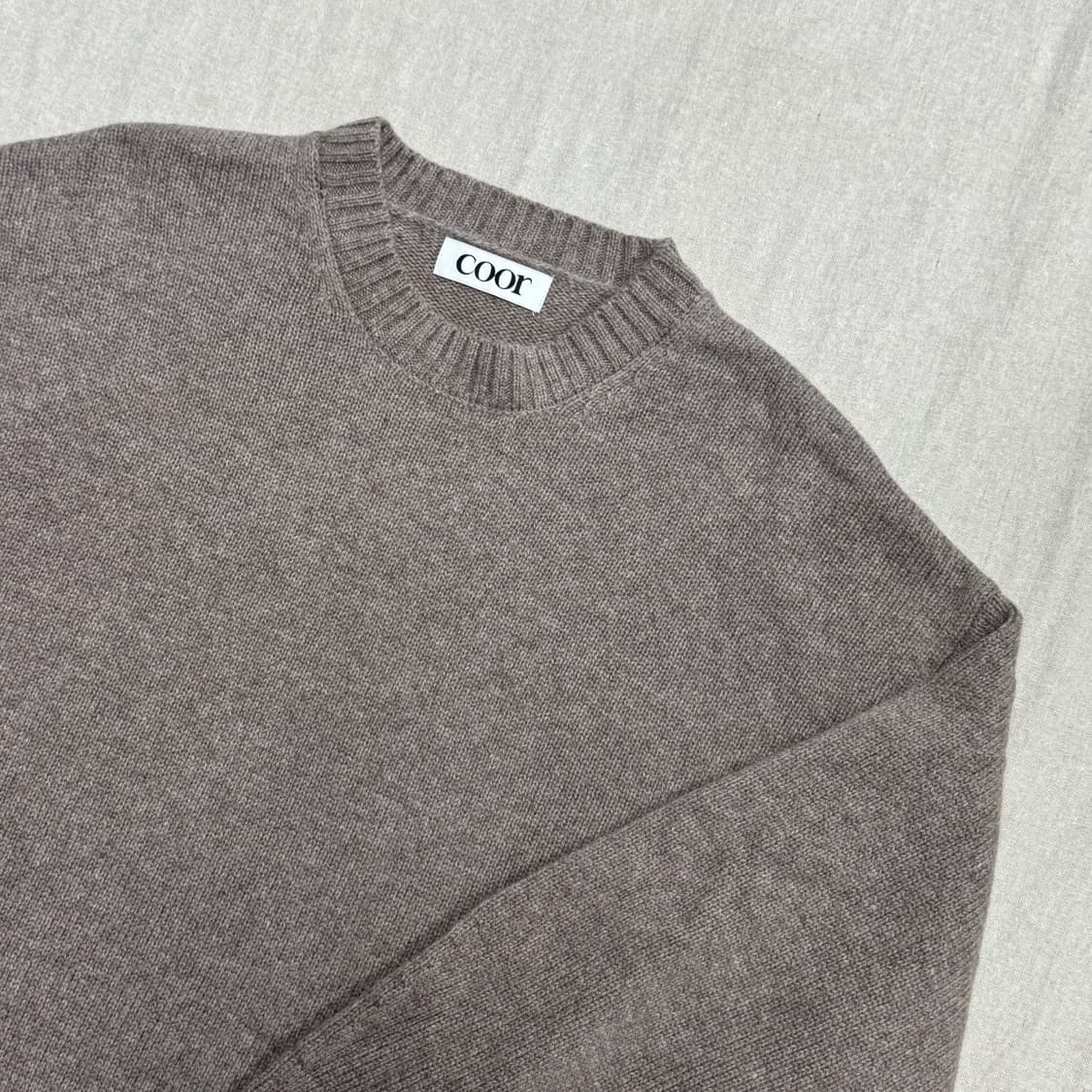 쿠어 라이트브라운 울 크롭 크루넥 니트 L 상품이미지2