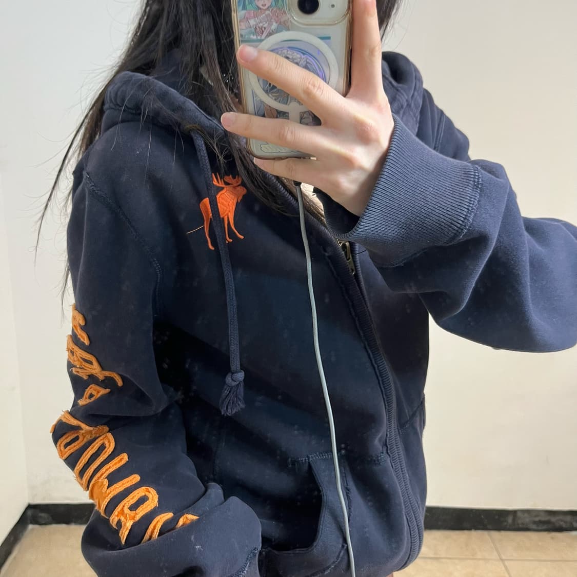 Abercrombie navy hoodie zip-up 상품이미지3