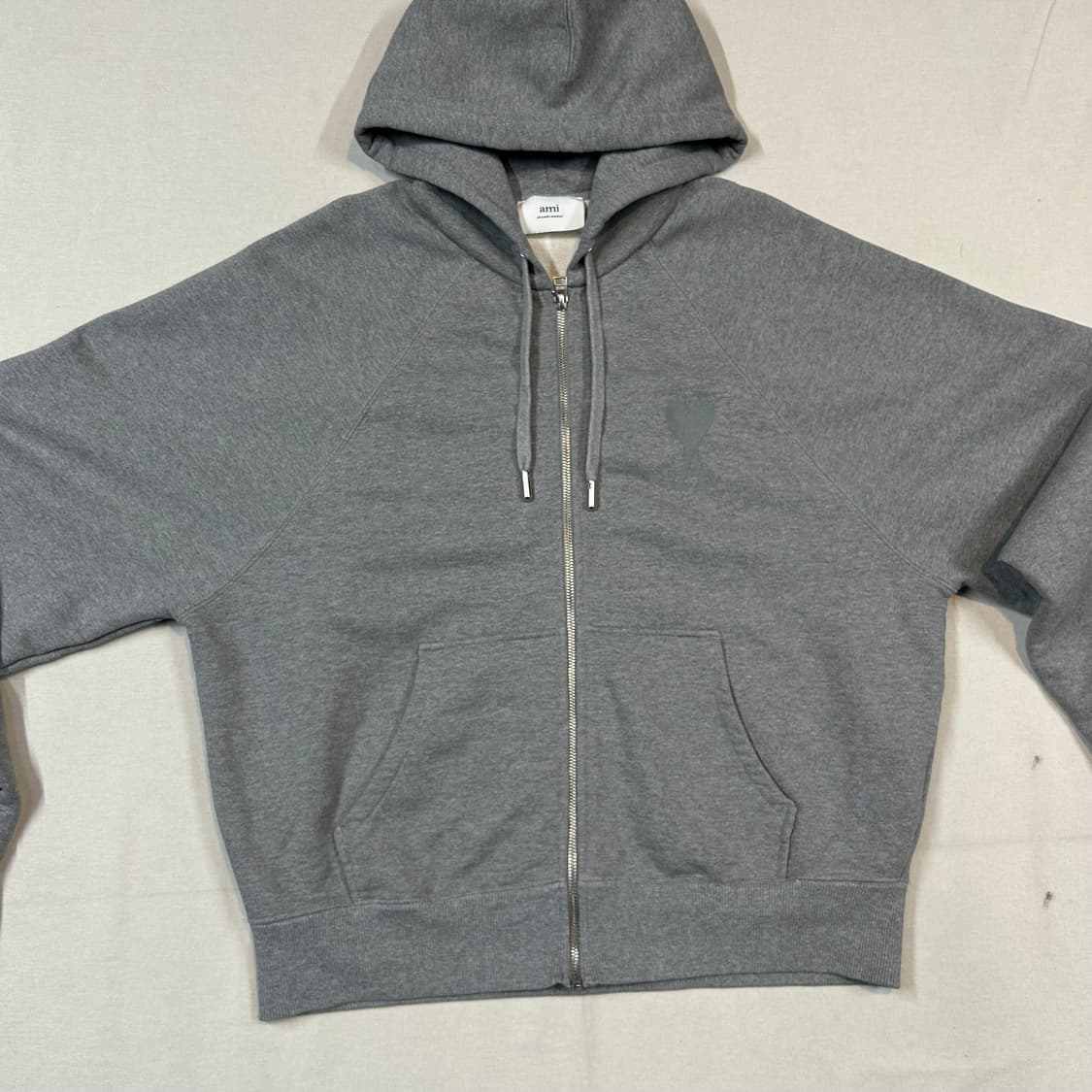 L) 아미 AMI 빅하트 자수 후드집업 그레이 상품이미지4