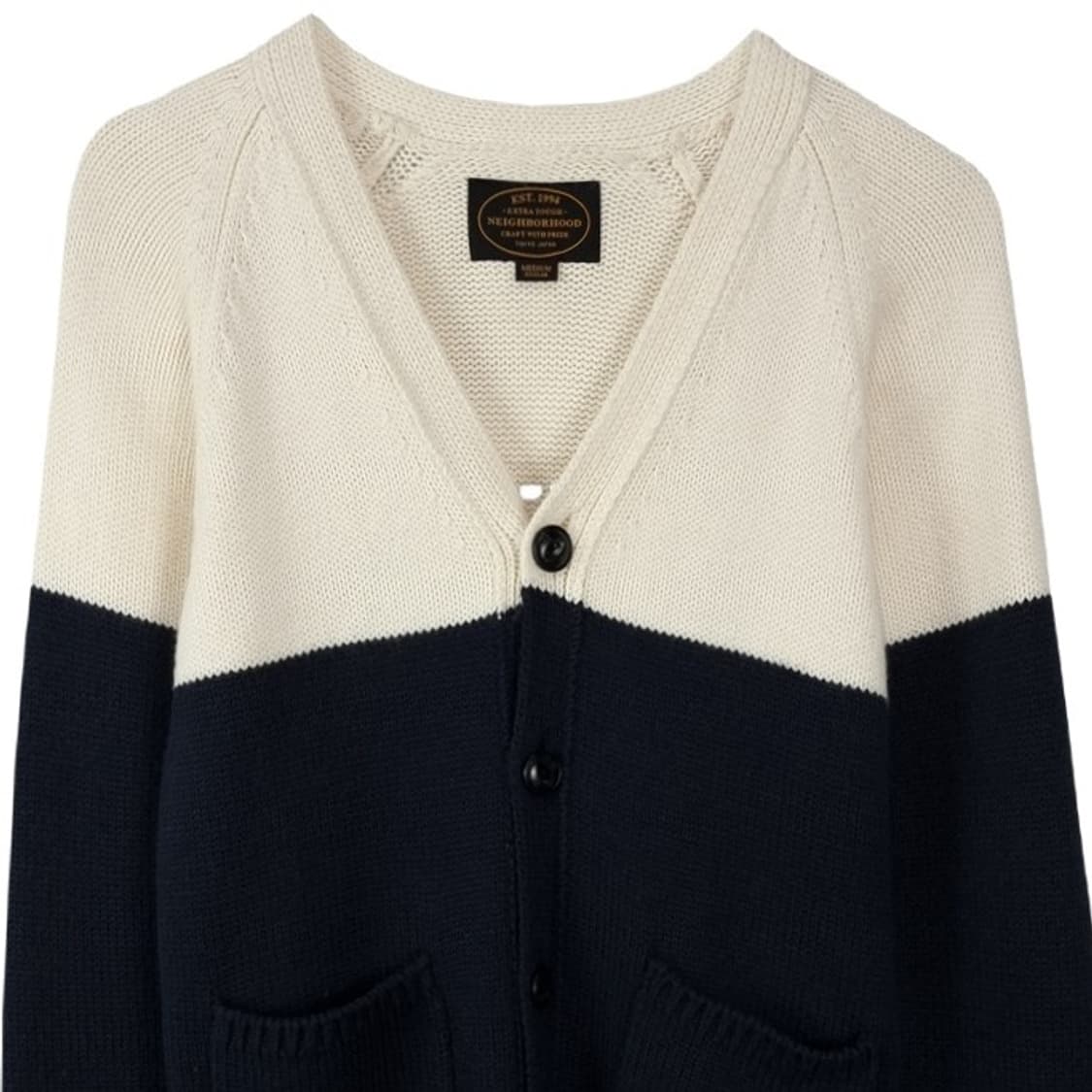 [네이버후드] 컬러 블럭 배색 네이비 브이넥 니트 가디건 P01416 상품이미지4