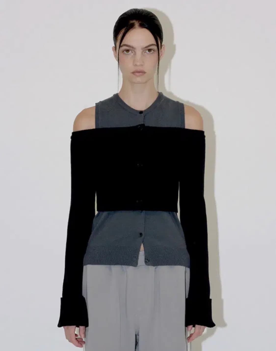 다이애그널 투웨이 레이어드 가디건 상품이미지2