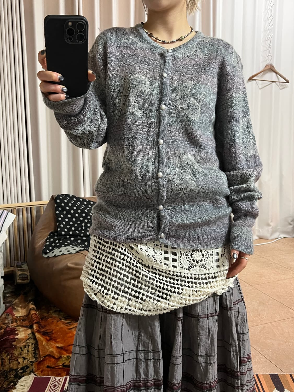 빈티지 여성 패턴 니트 가디건  상품이미지1