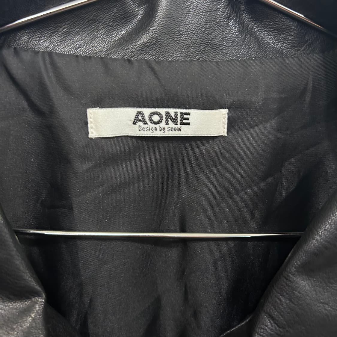 AONE 집업 카라 미니멀 비건 레더 자켓 상품이미지3