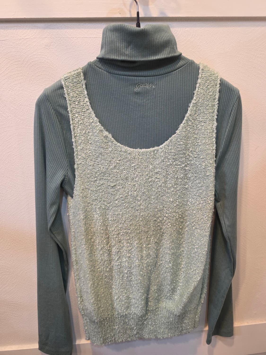 Guess 골지 목폴라 니트 민트 세트 상품이미지5