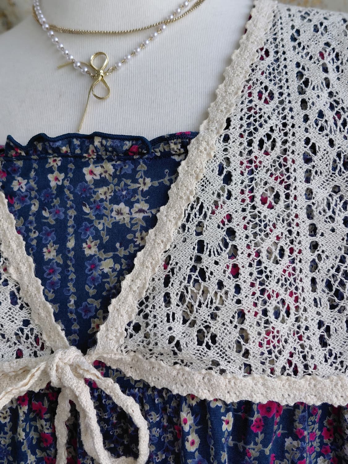 [일본빈티지] 꽃무늬 원피스 + 레이스 숄 세트 상품이미지3