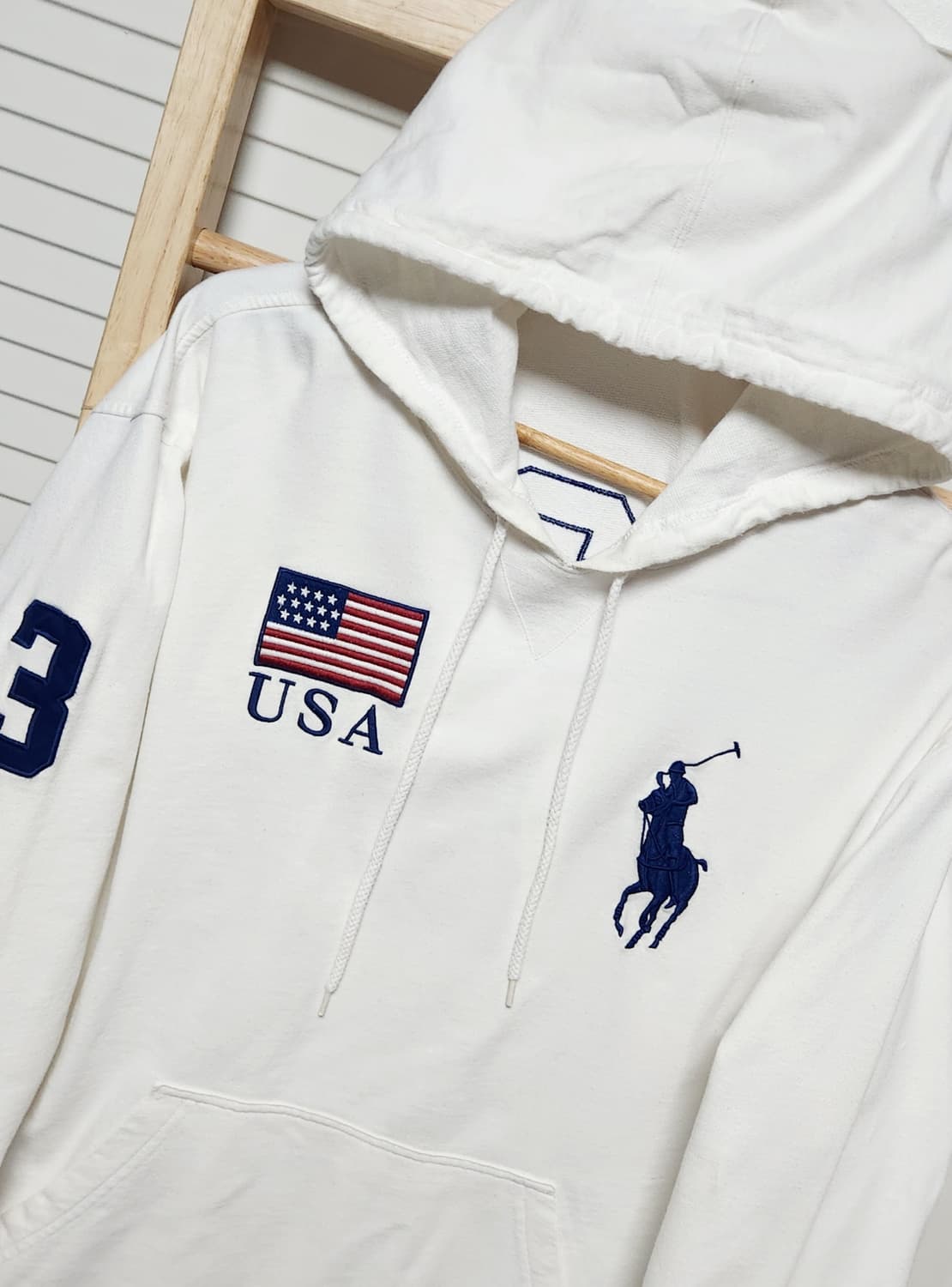폴로 랄프로렌 빅포니 USA 성조기 화이트 후드티 상품이미지5